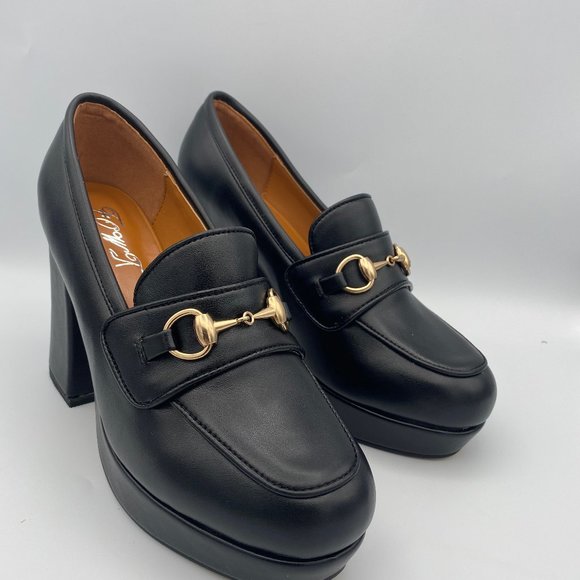 FOWT  Square Moc Toe Block Heel Platform Pumps - Picture 3 of 7